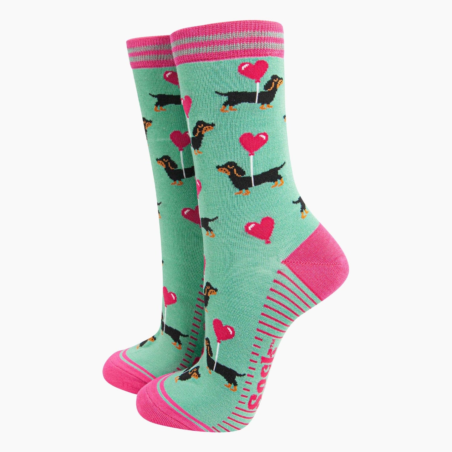 Sausage Dog Love Heart Balloon Socks