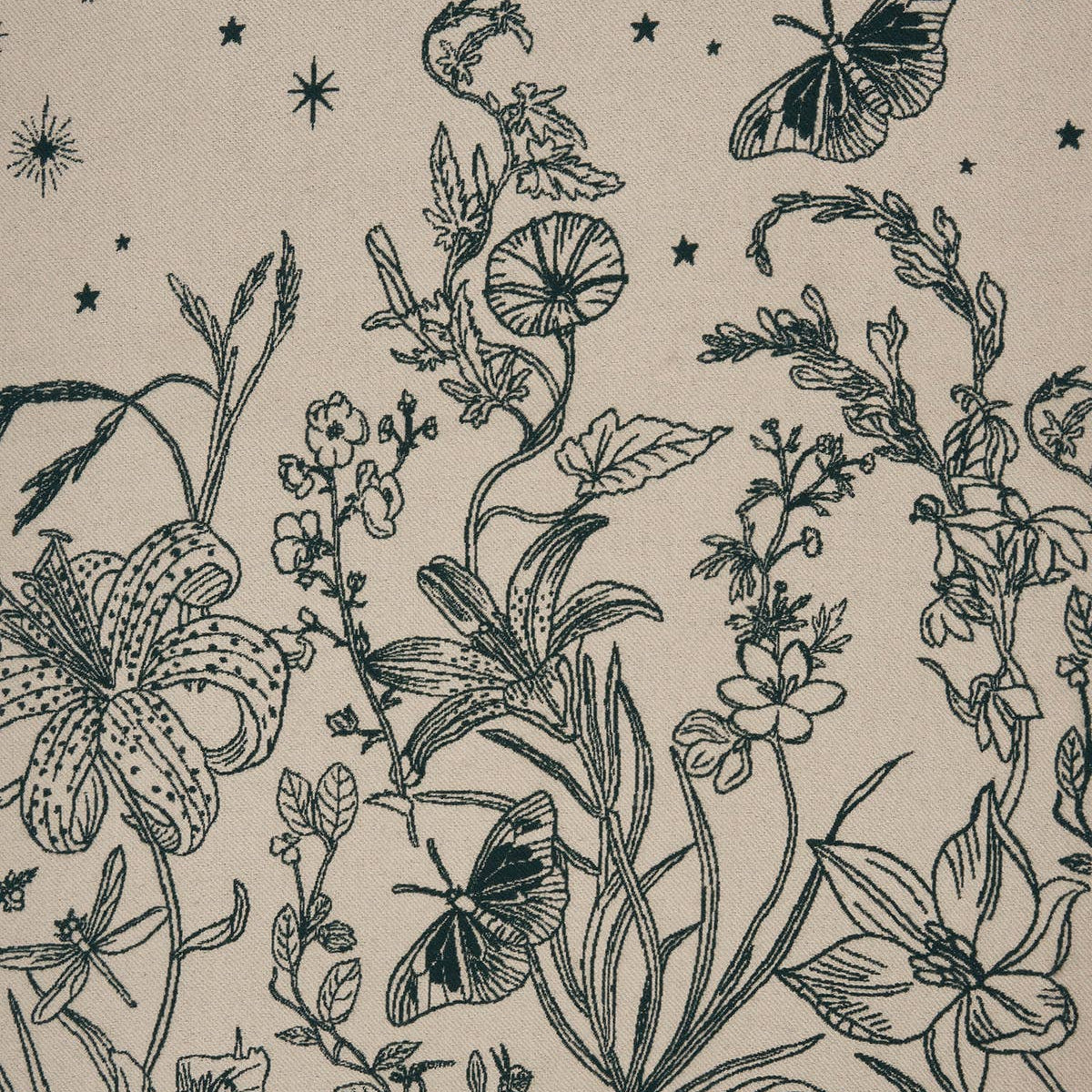 Midnight Garden Long Jacquard Scarf in Green