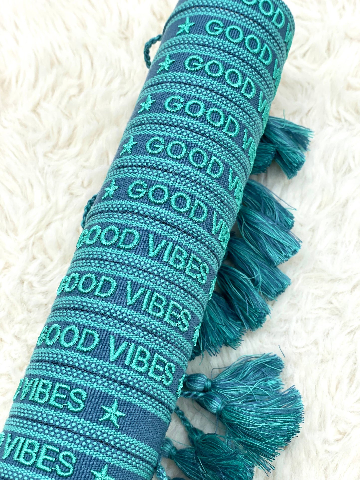 GOOD VIBES statement bracelet woven, embroidered