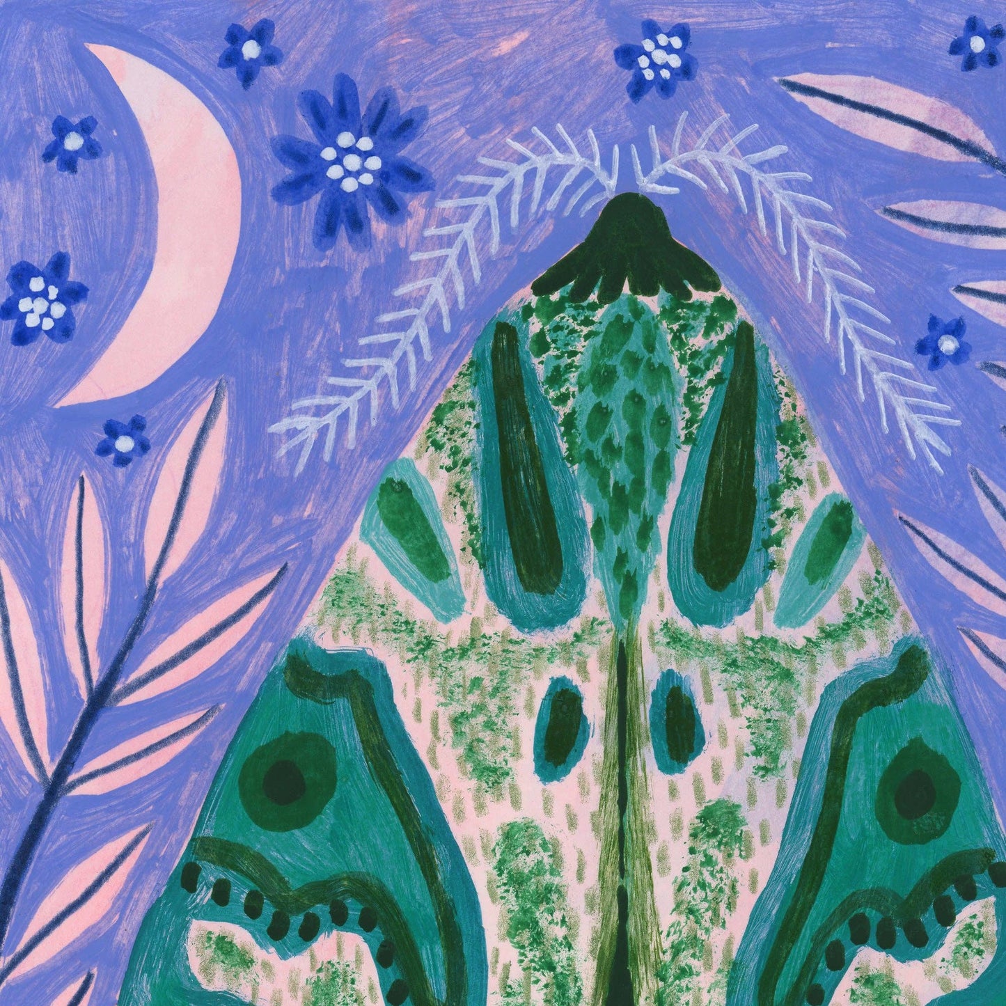 Teal Luna Moth A4 Art Print