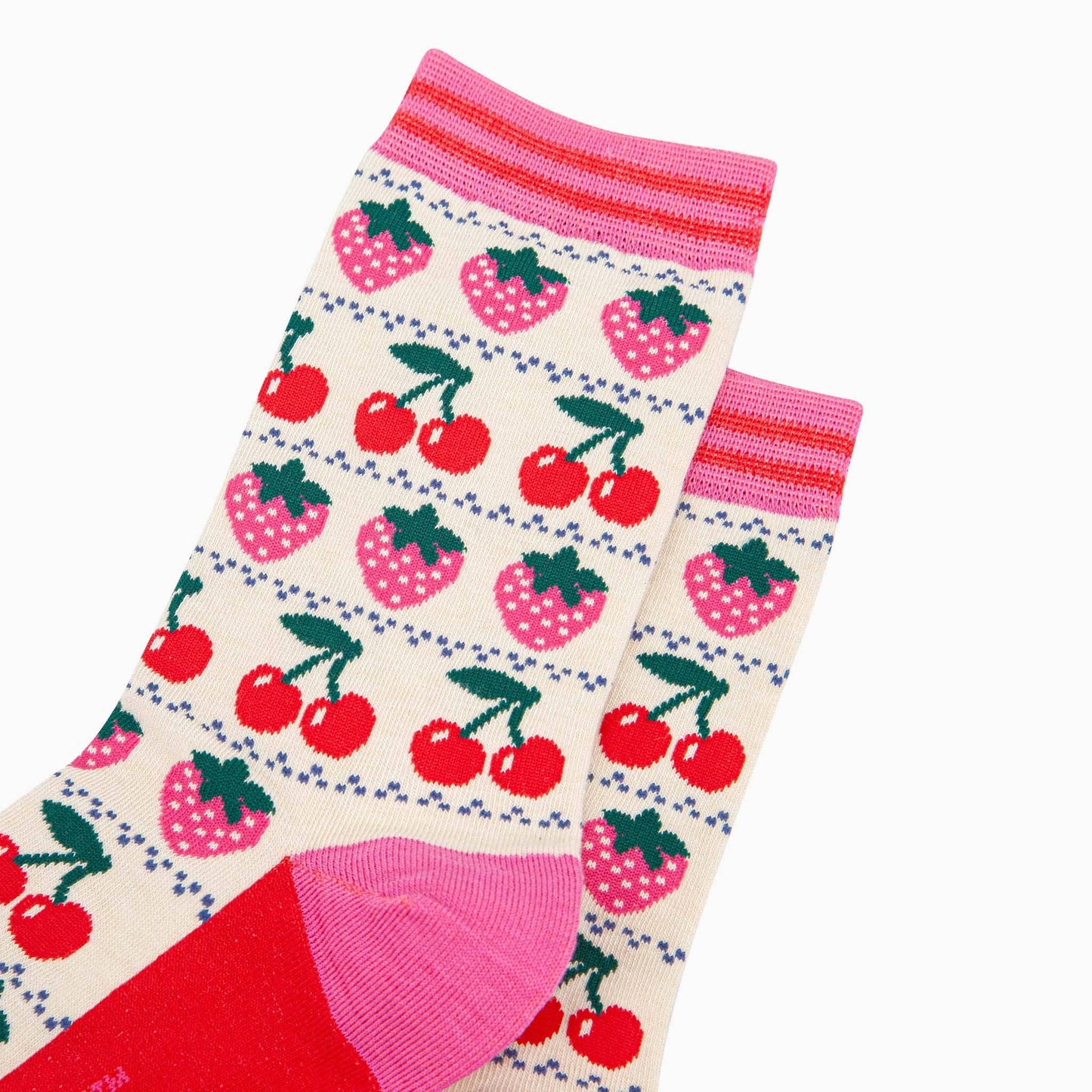 Strawberry Cherry Fair Isle Socks