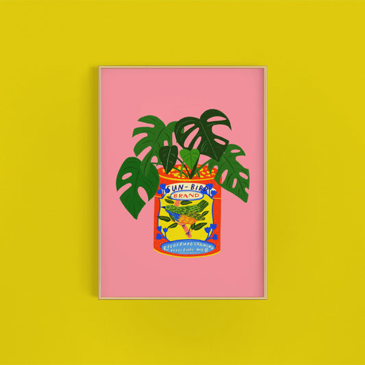Monstera Plant & Vintage Tin A4 Art Print