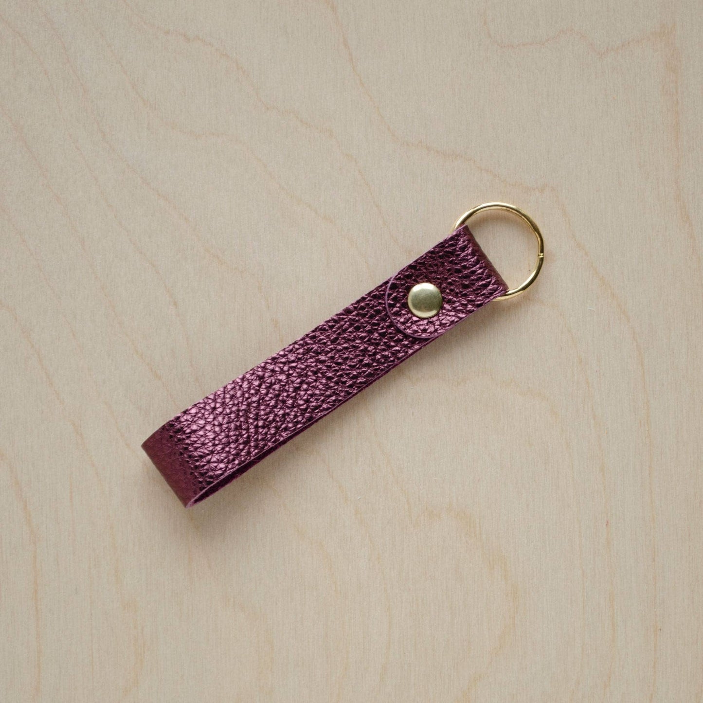 Metallic Berry Leather Loop Keyrings