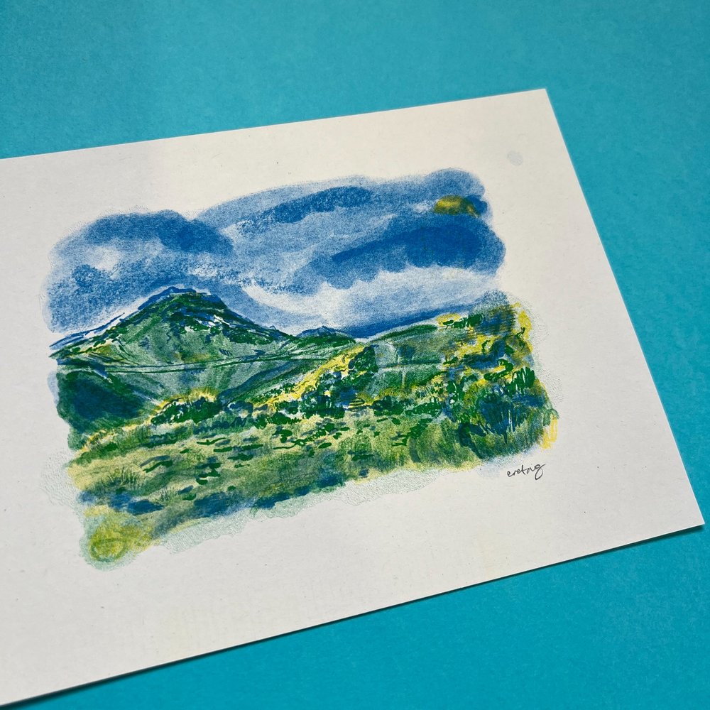 Arthur's Seat A5 Riso Print