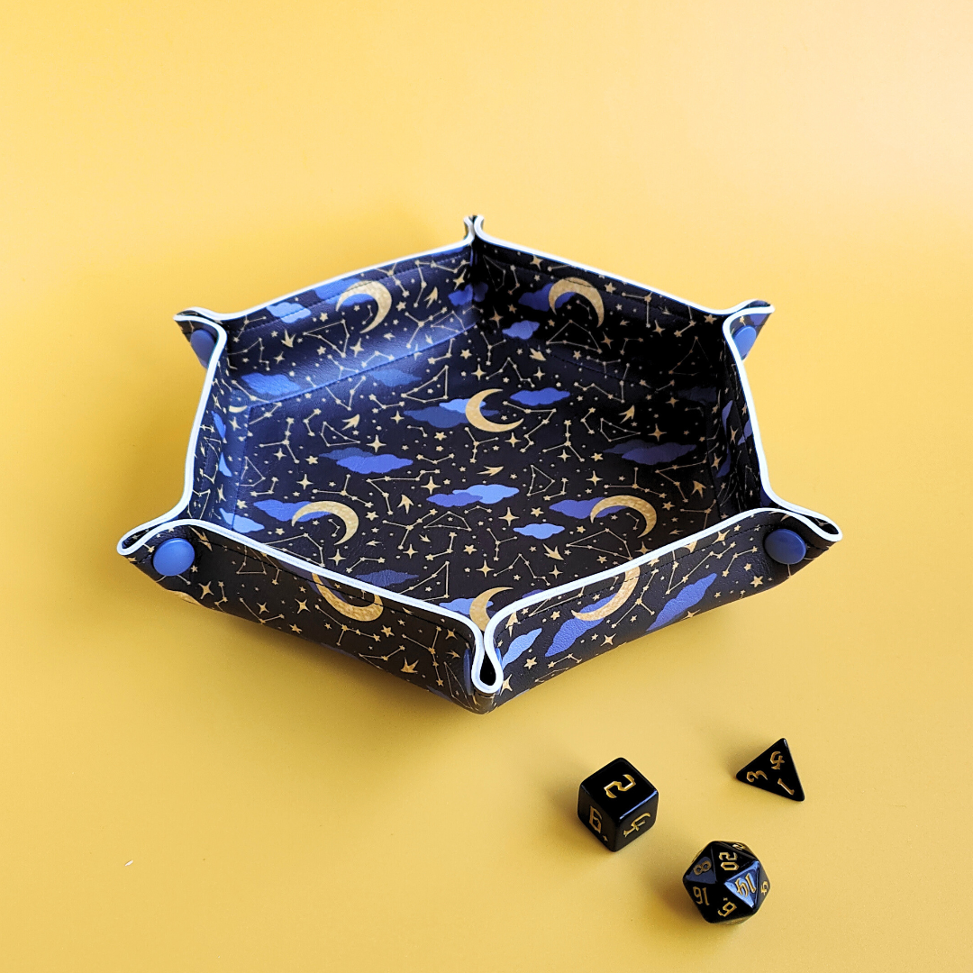 Vegan Leather Dice Tray - Midnight Moon