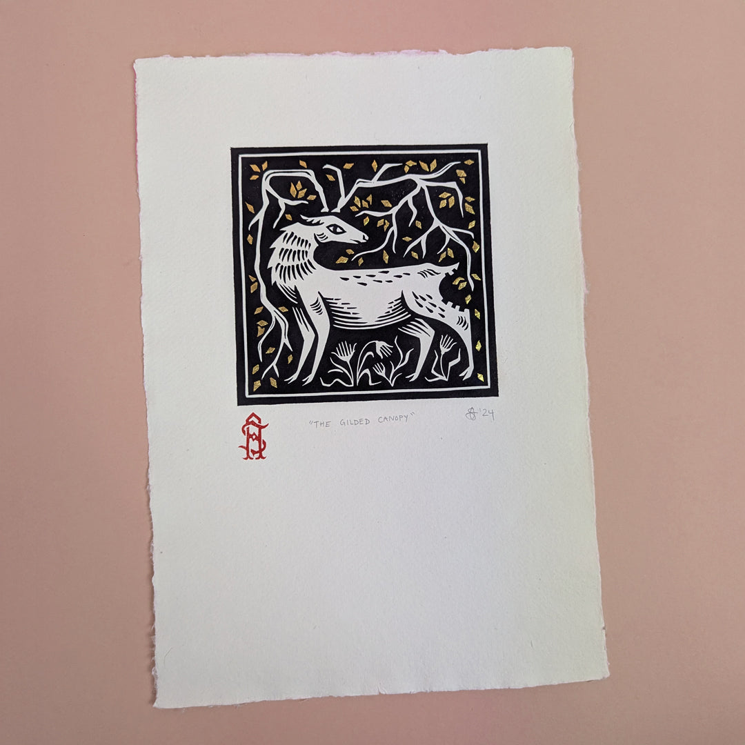 The Gilded Canopy - A4 Lino Print