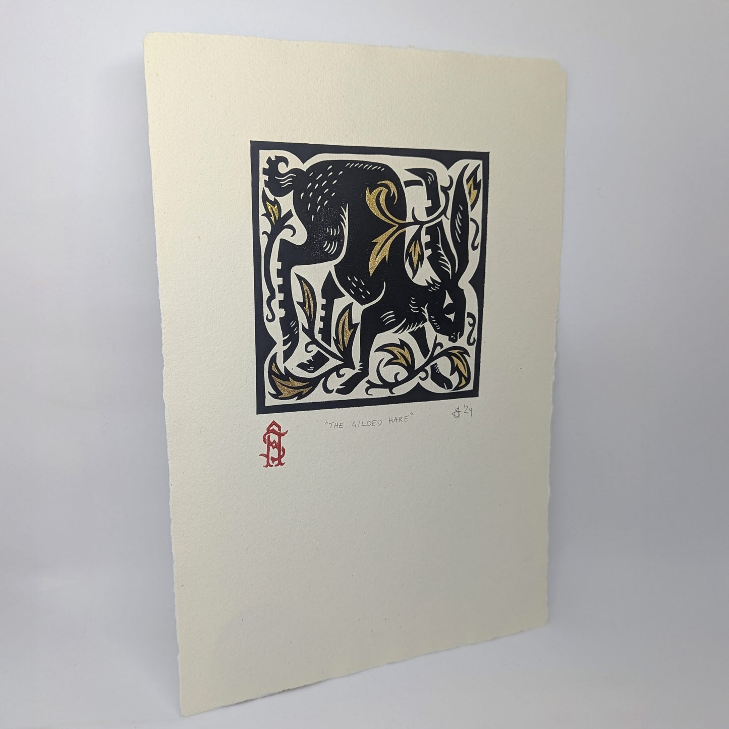 The Gilded Hare - A4 Lino Print
