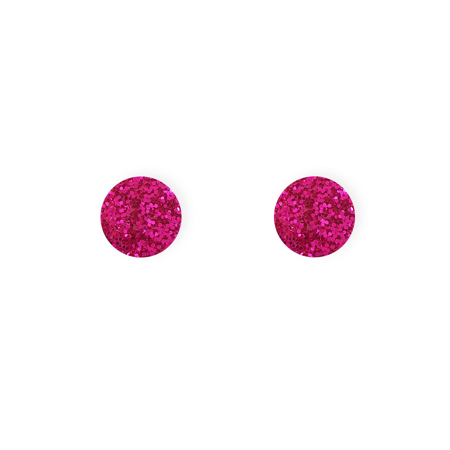Hot Pink Glitter Circular Studs