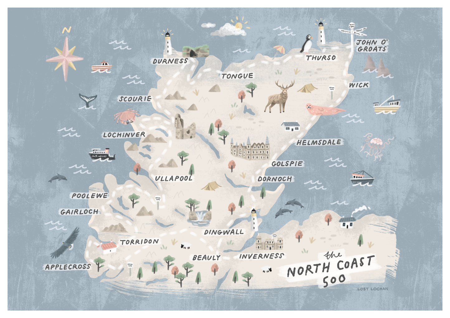 North Coast 500 Map A4 Print