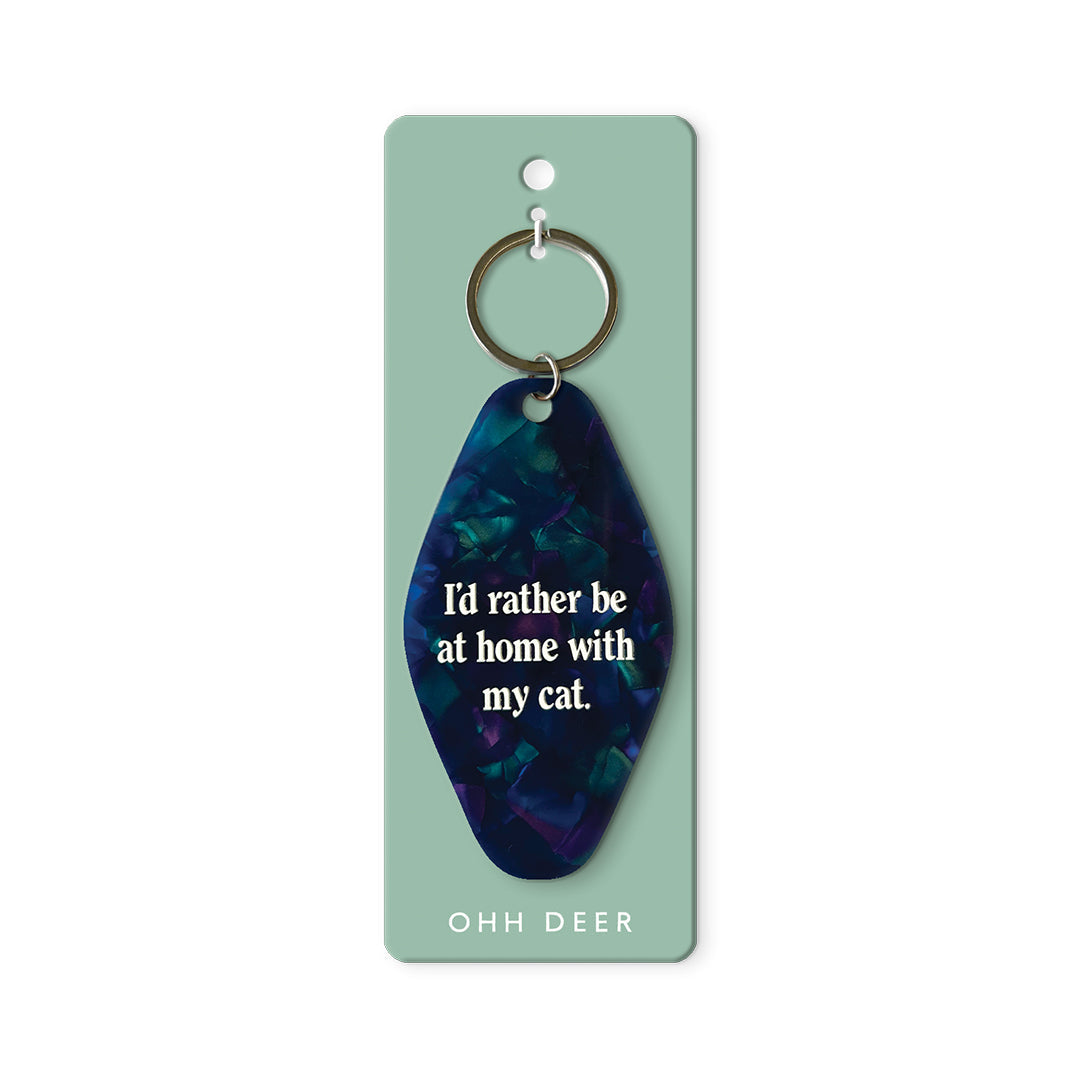 I'd Rather Be Home With My Cat Keyring
