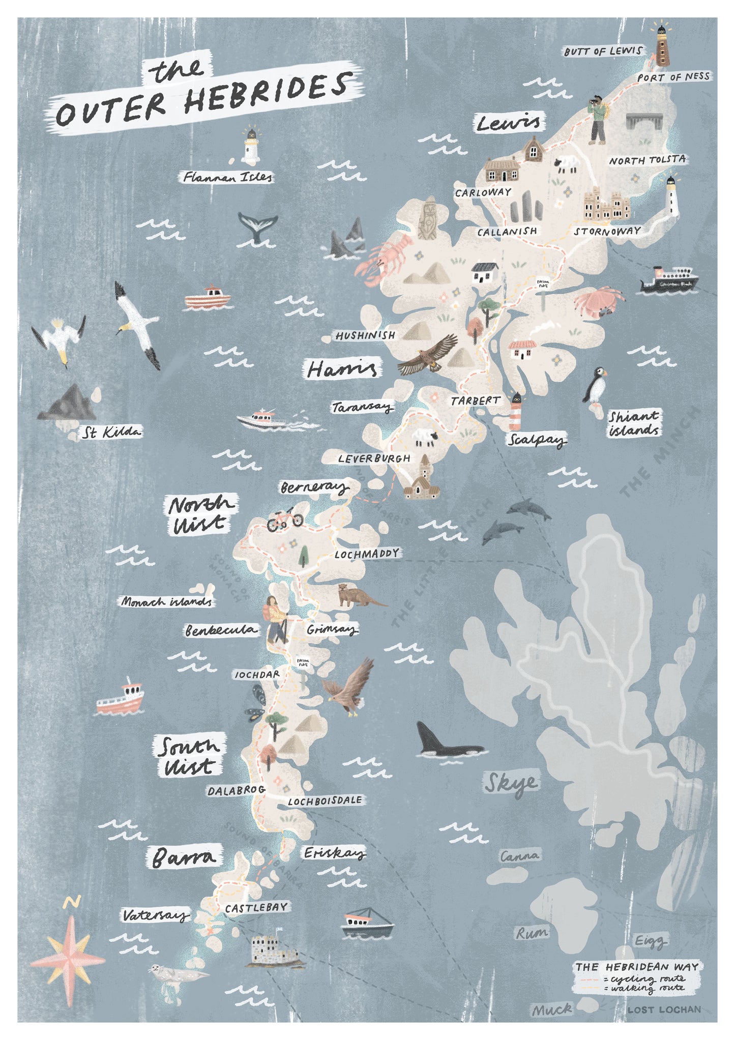 Outer Hebrides Map A4 Print