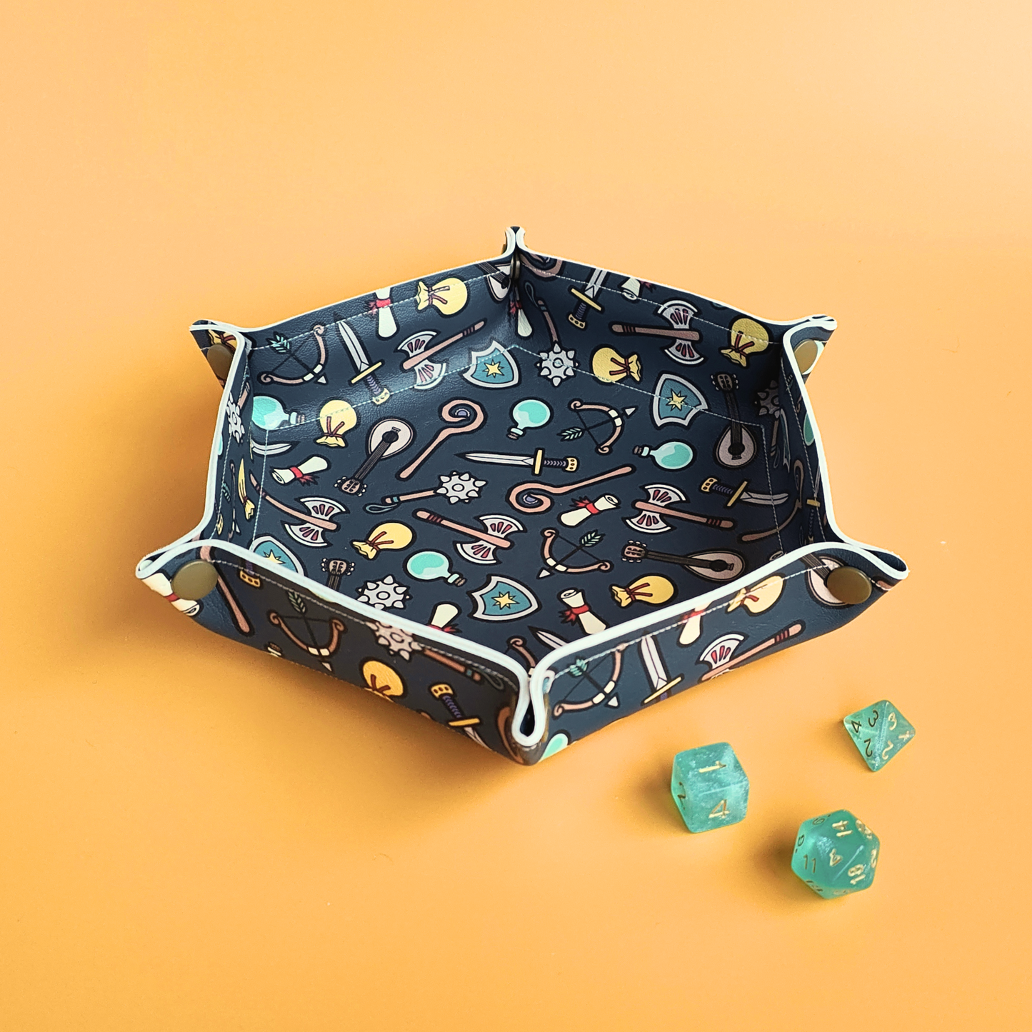 Vegan Leather Dice Tray - Roleplayer Pattern