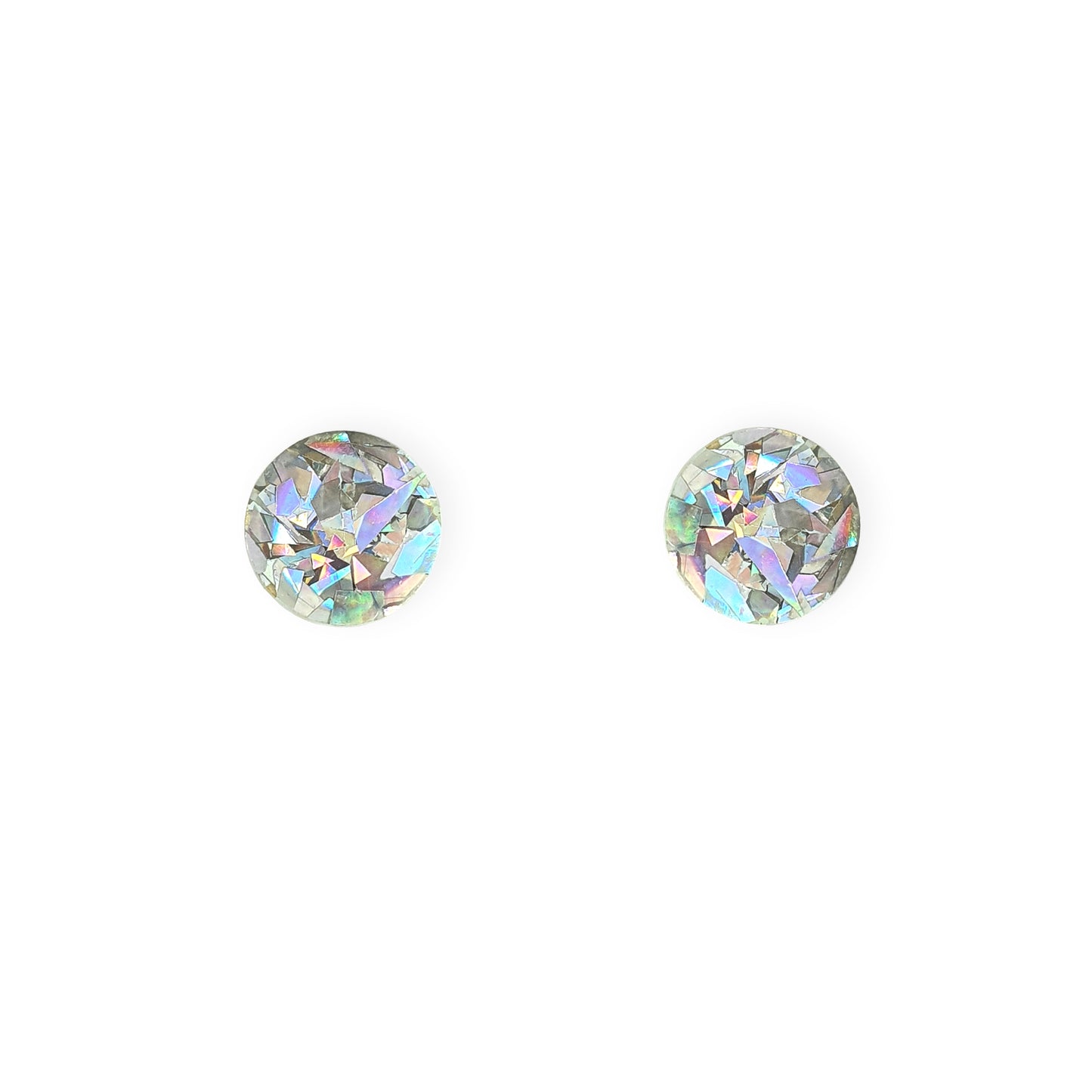 Silver Glitter Circular Studs