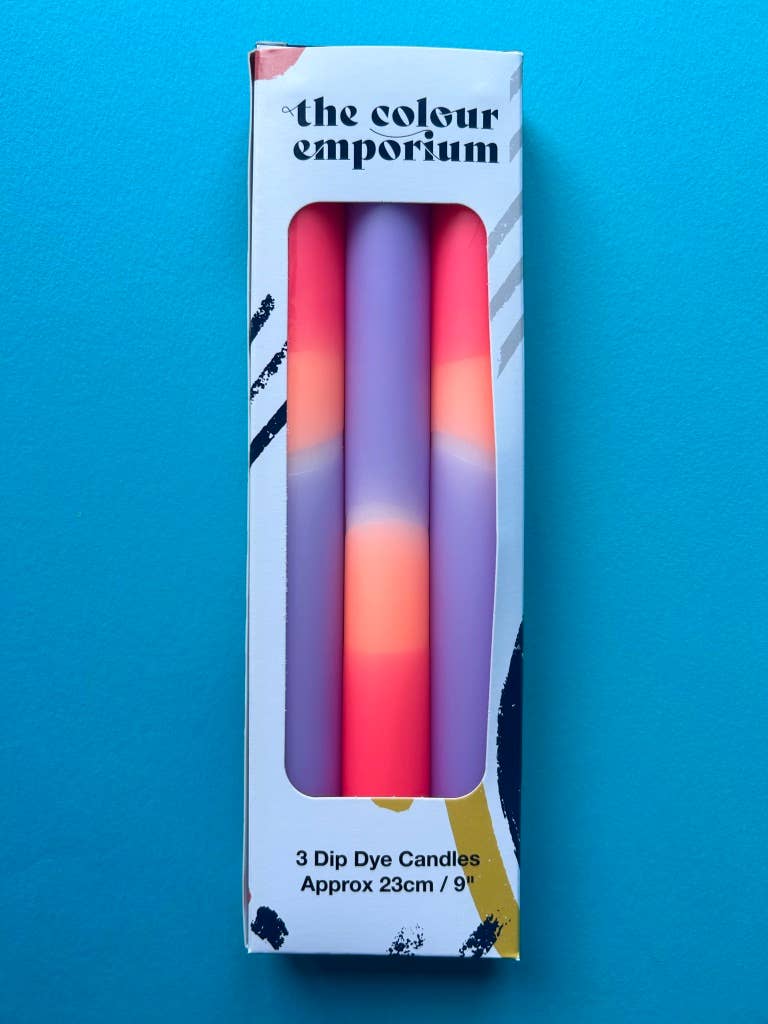Tutti Frutti Dip Dye Dinner Candles Trio