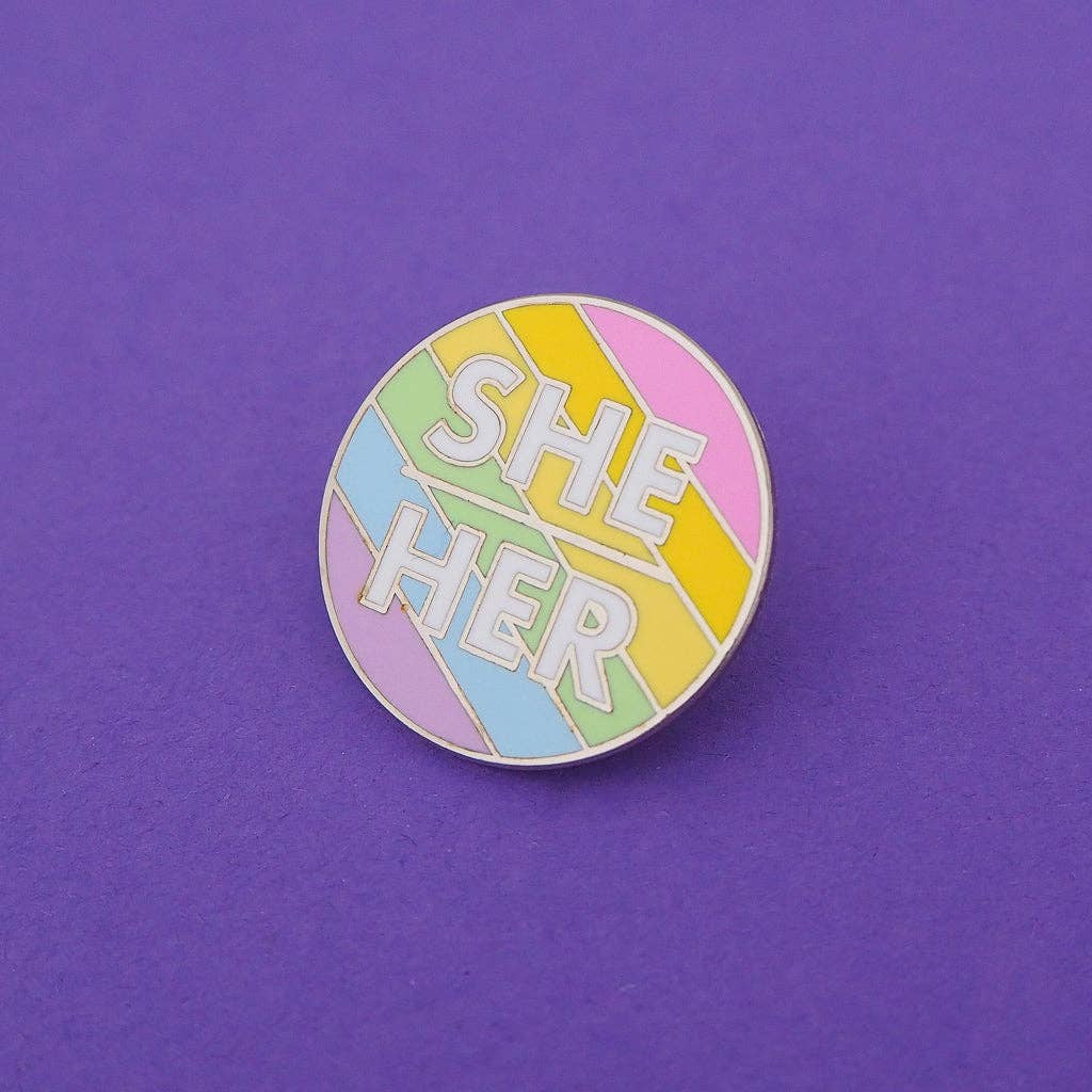 She/Her Enamel Pronoun Pin
