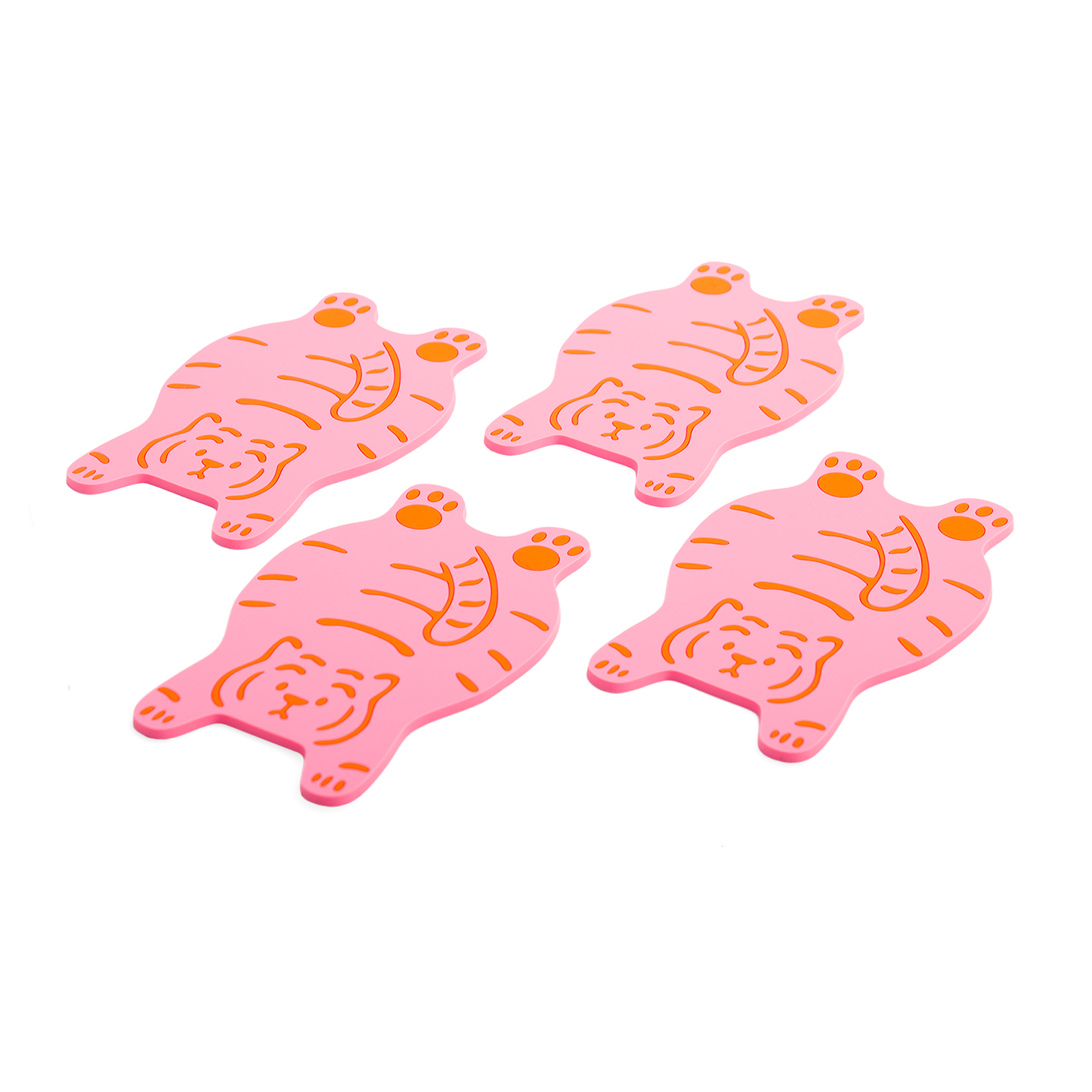 Tiger Coasters - Pink - Set Of 4