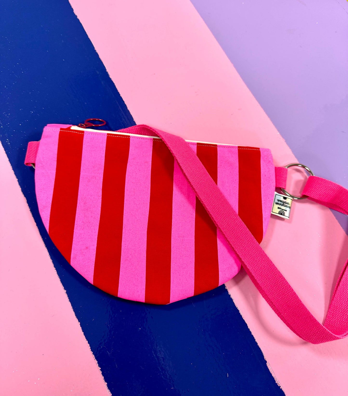 Pink and Red Stripes Crossbody bag
