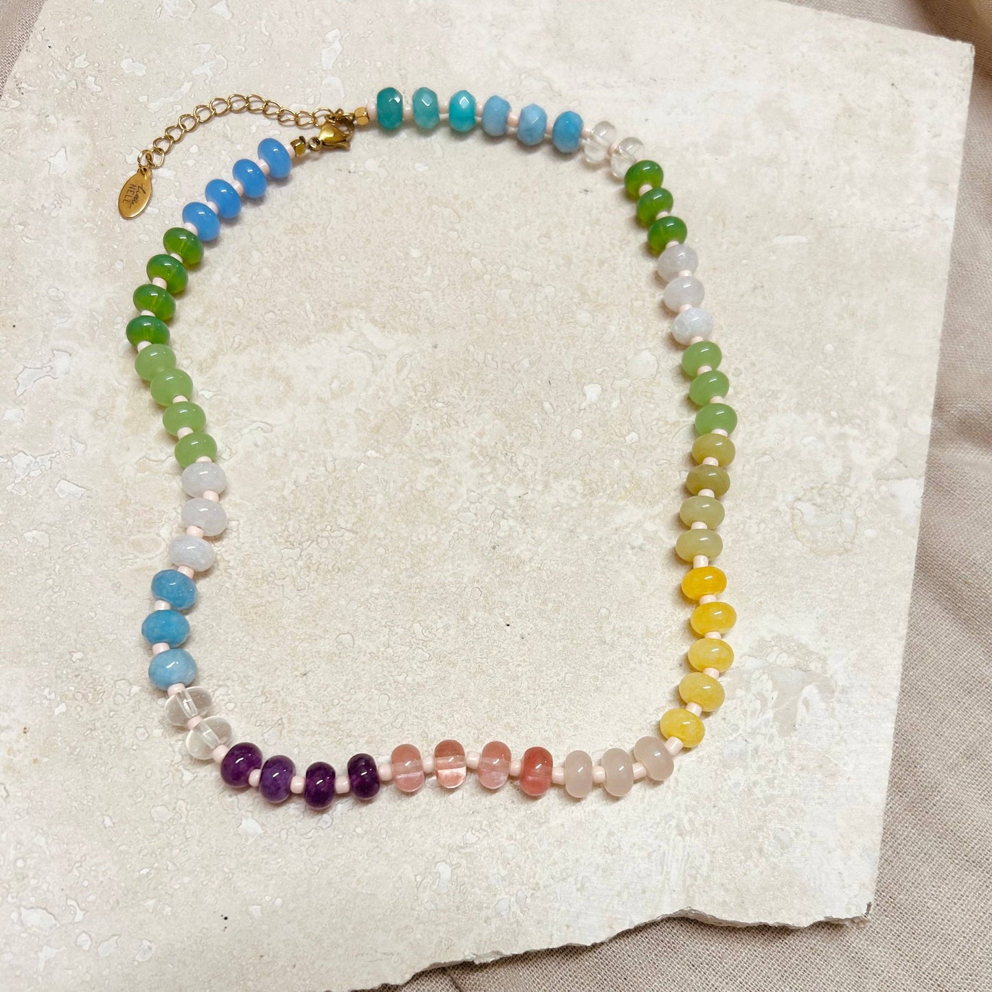 Beaded Necklace - Pastel Rainbow