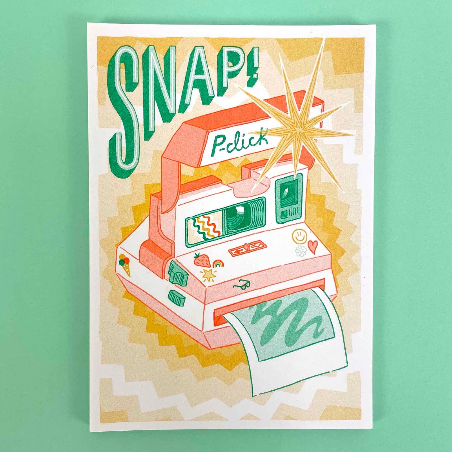 Snap! Polaroid Camera Risograph A5 Print