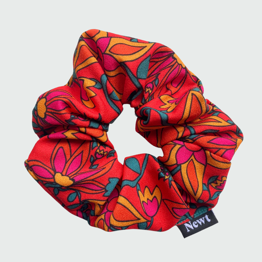 colorful scrunchie on a plain background