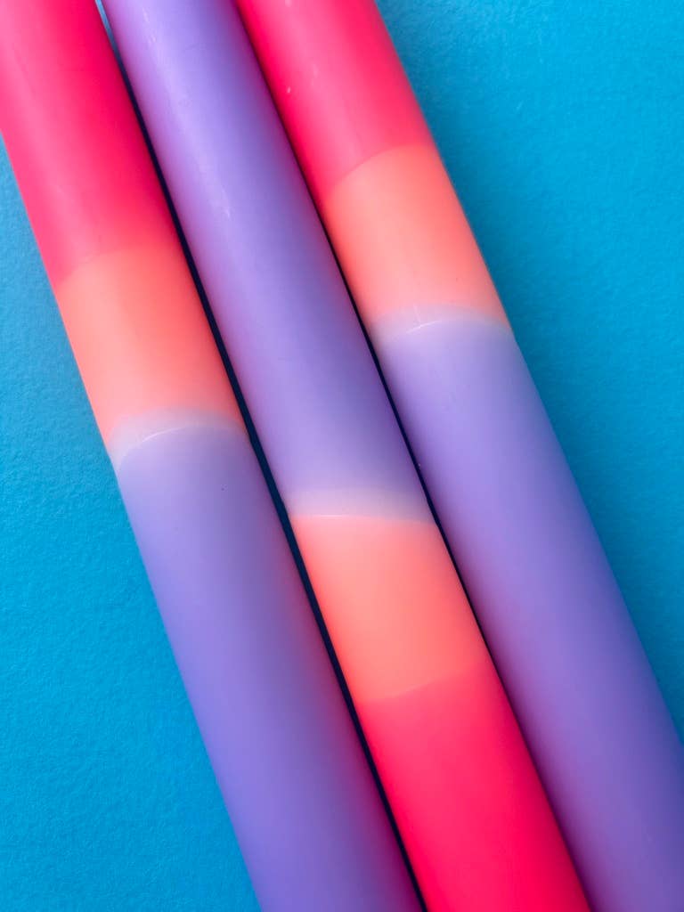 Tutti Frutti Dip Dye Dinner Candles Trio