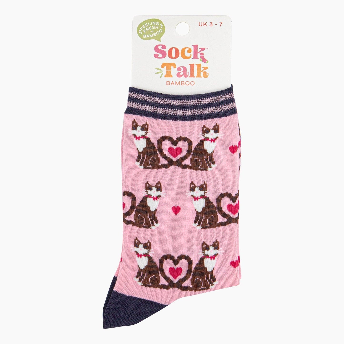 Cats Love Heart Tails Socks in Pink
