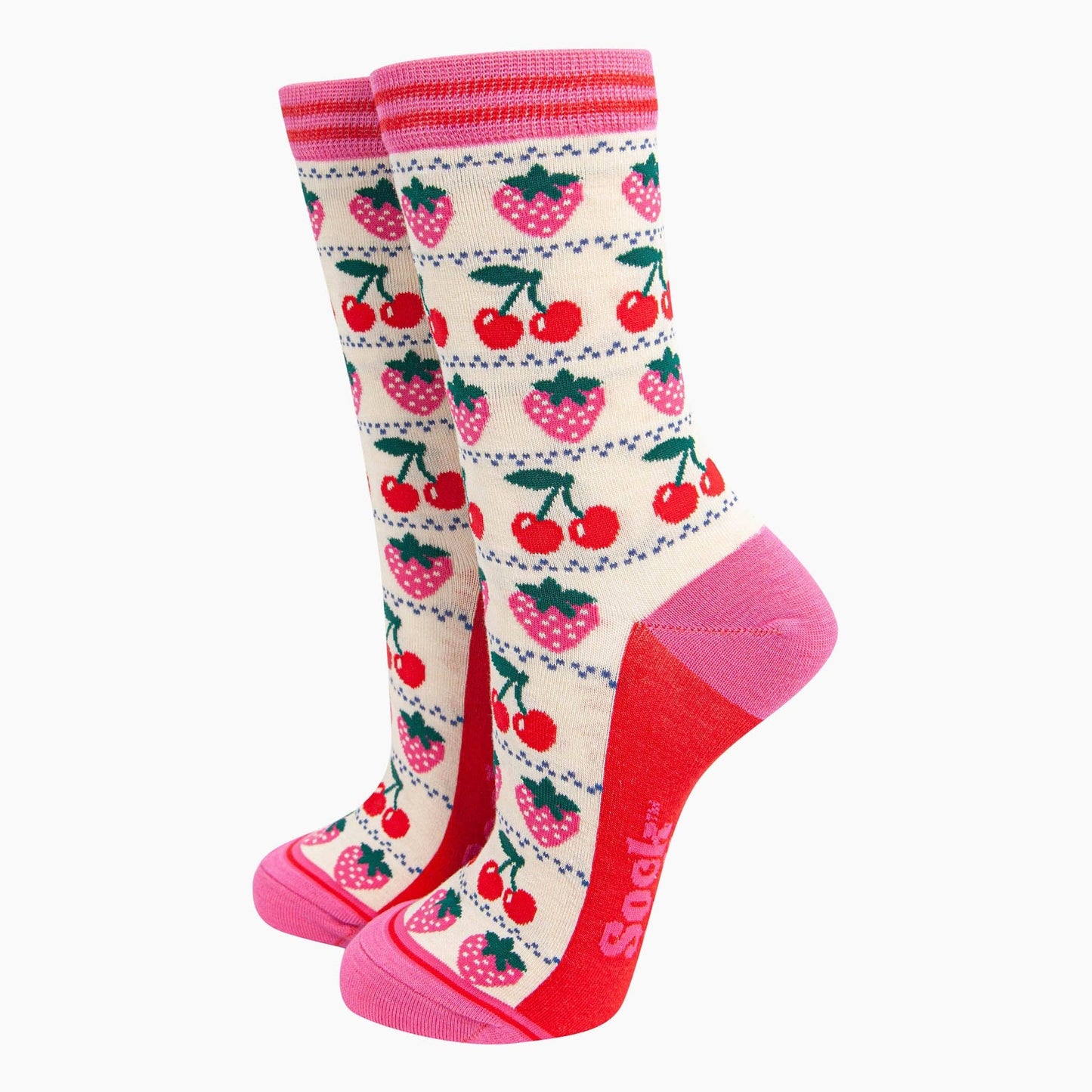 Strawberry Cherry Fair Isle Socks