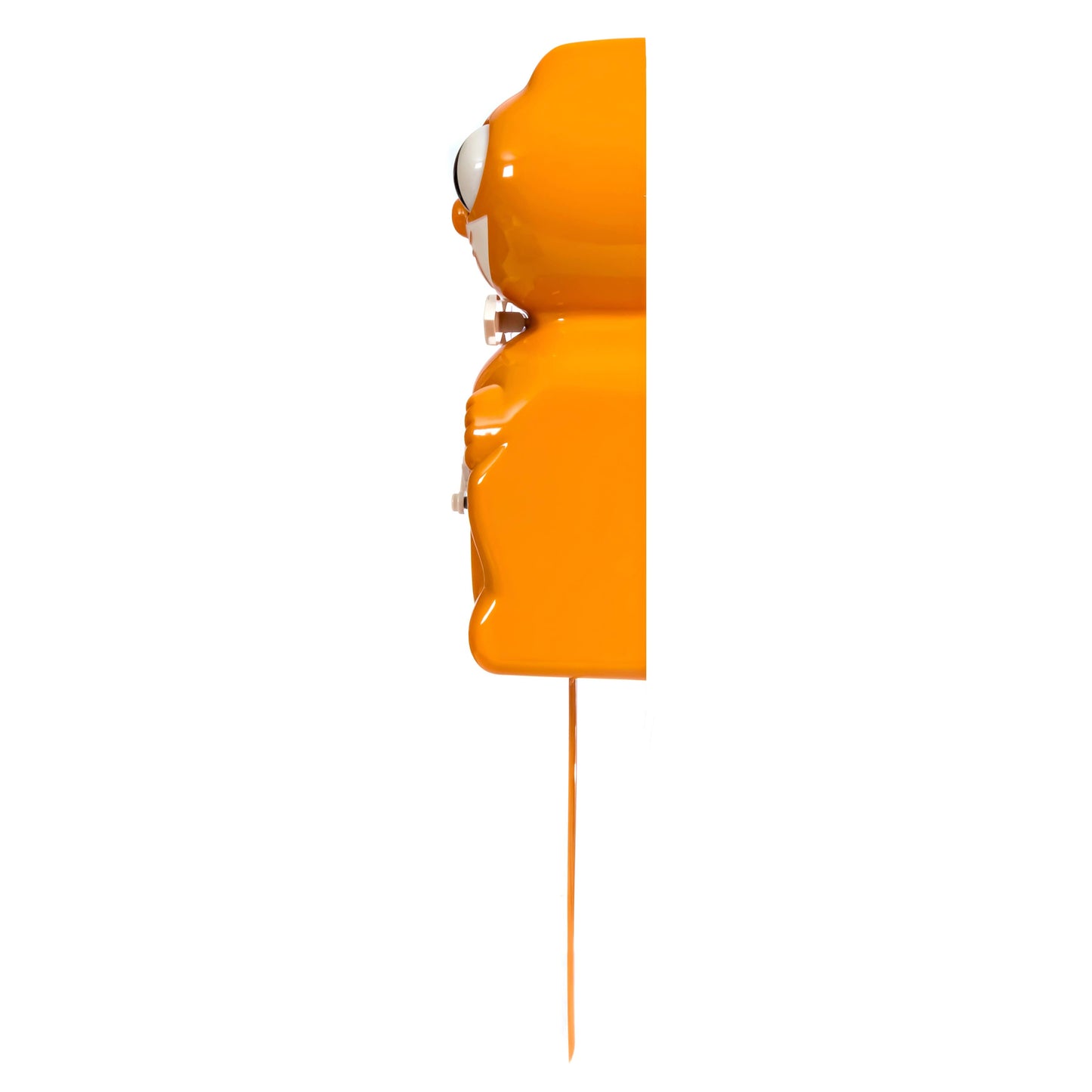 Orange wall-mounted lamp with a white shade on a white background