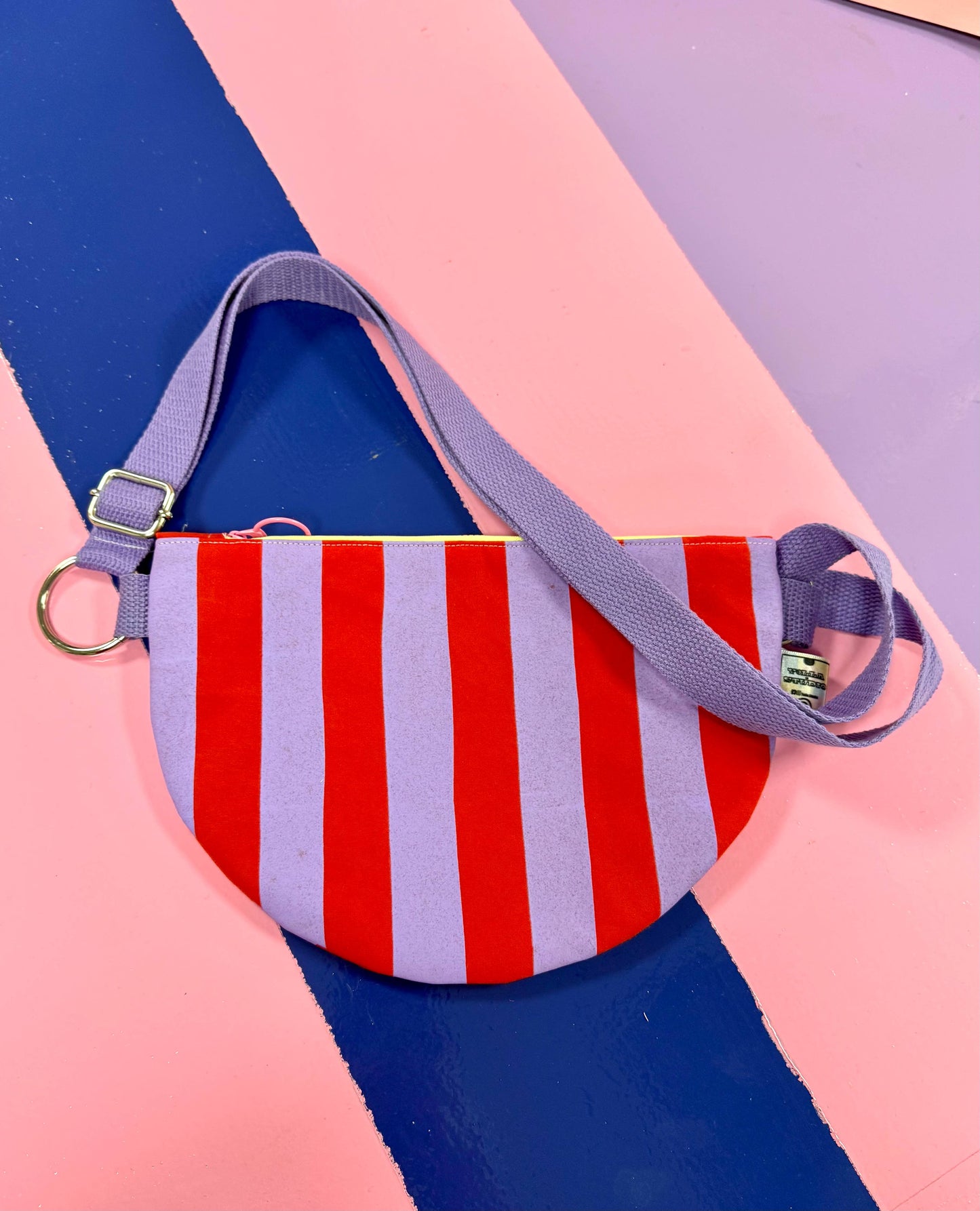 Lilac and Red Stripes Crossbody bag