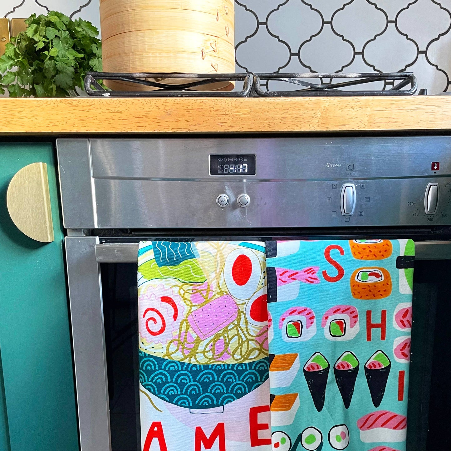 Sushi organic cotton tea towel
