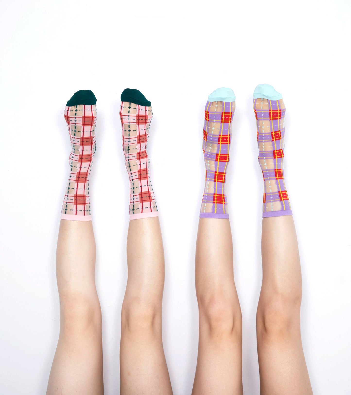 Tartan Sheer Sock - Purple & Red