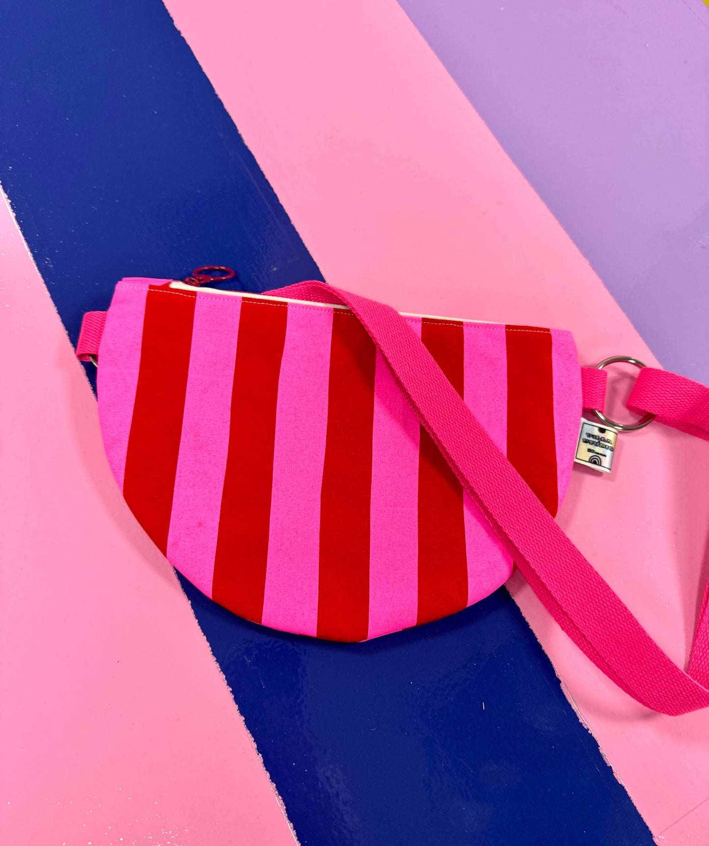 Pink and Red Stripes Crossbody bag