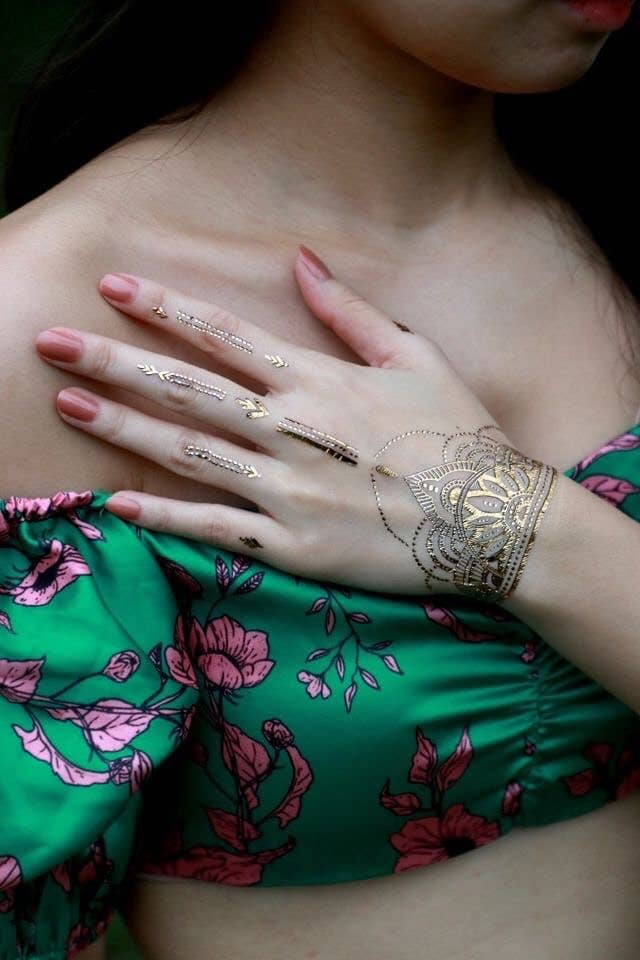 Henna Gold Temporary Tattoos Stickers