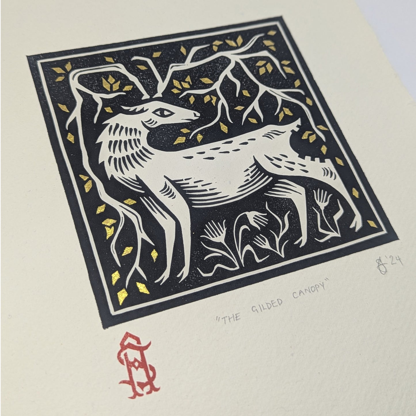 The Gilded Canopy - A4 Lino Print
