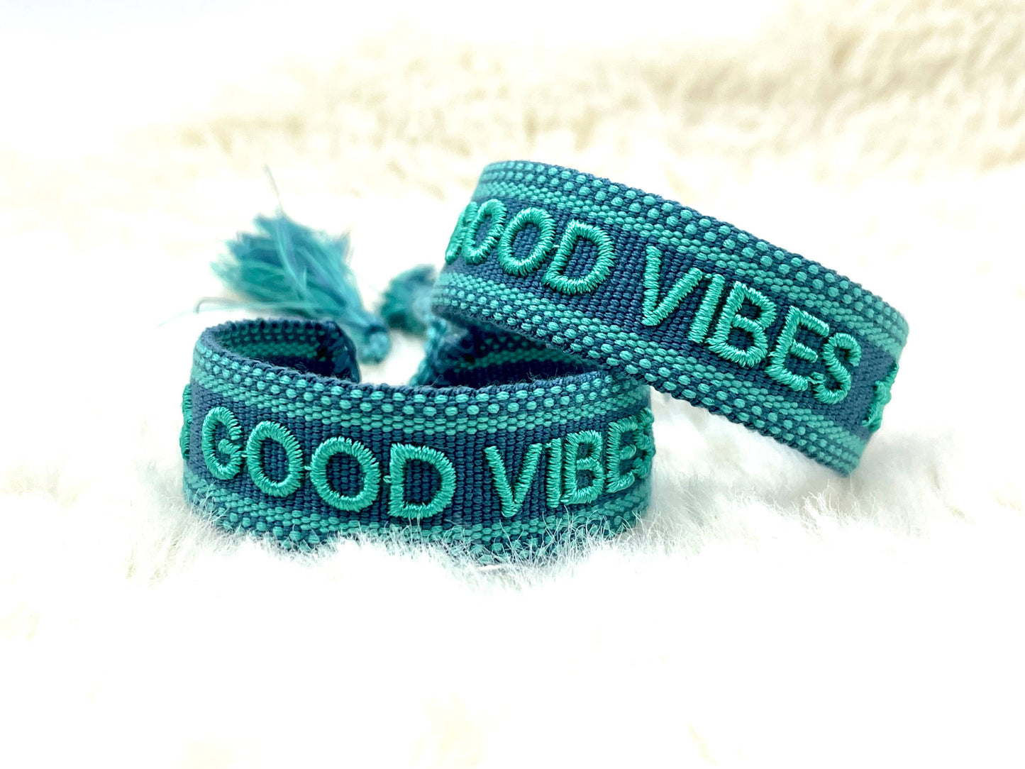 GOOD VIBES statement bracelet woven, embroidered