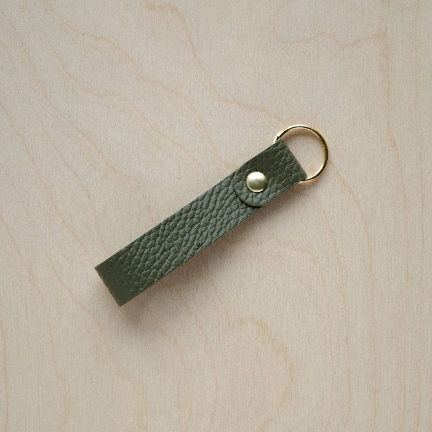 Olive Leather Loop Keyrings