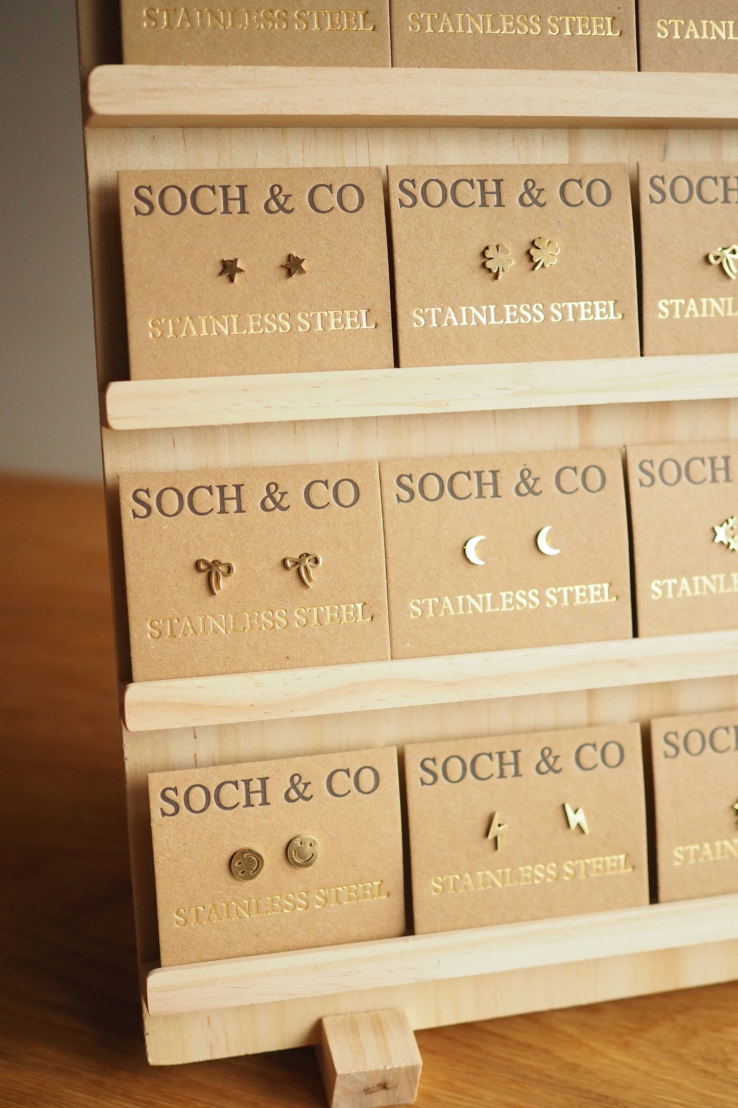 Gold stud earrings - various designs