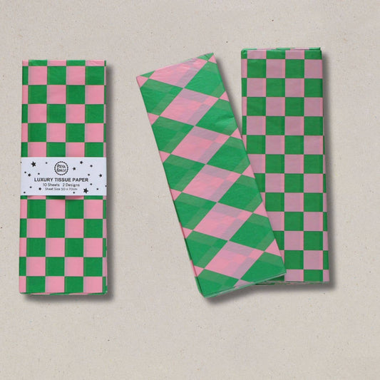 Green/Pink Luxury Patterned Tissue Paper Gift Wrap