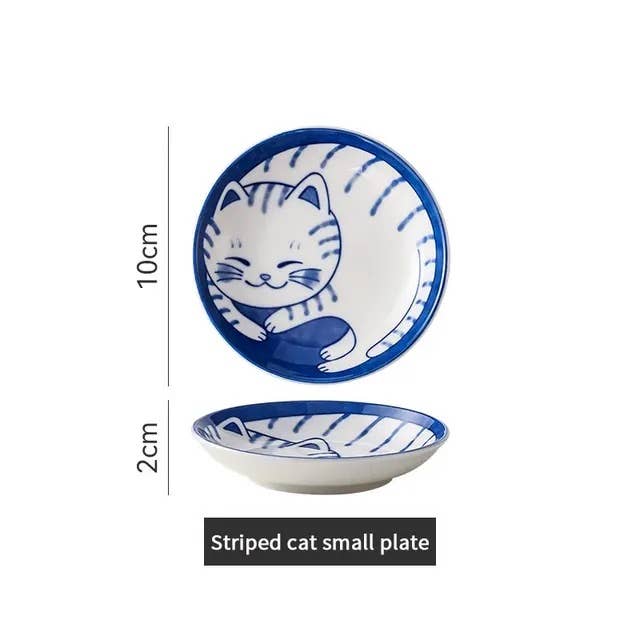 Striped Cat Calico Cat Japanese Style Cat Pattern Mini Dish