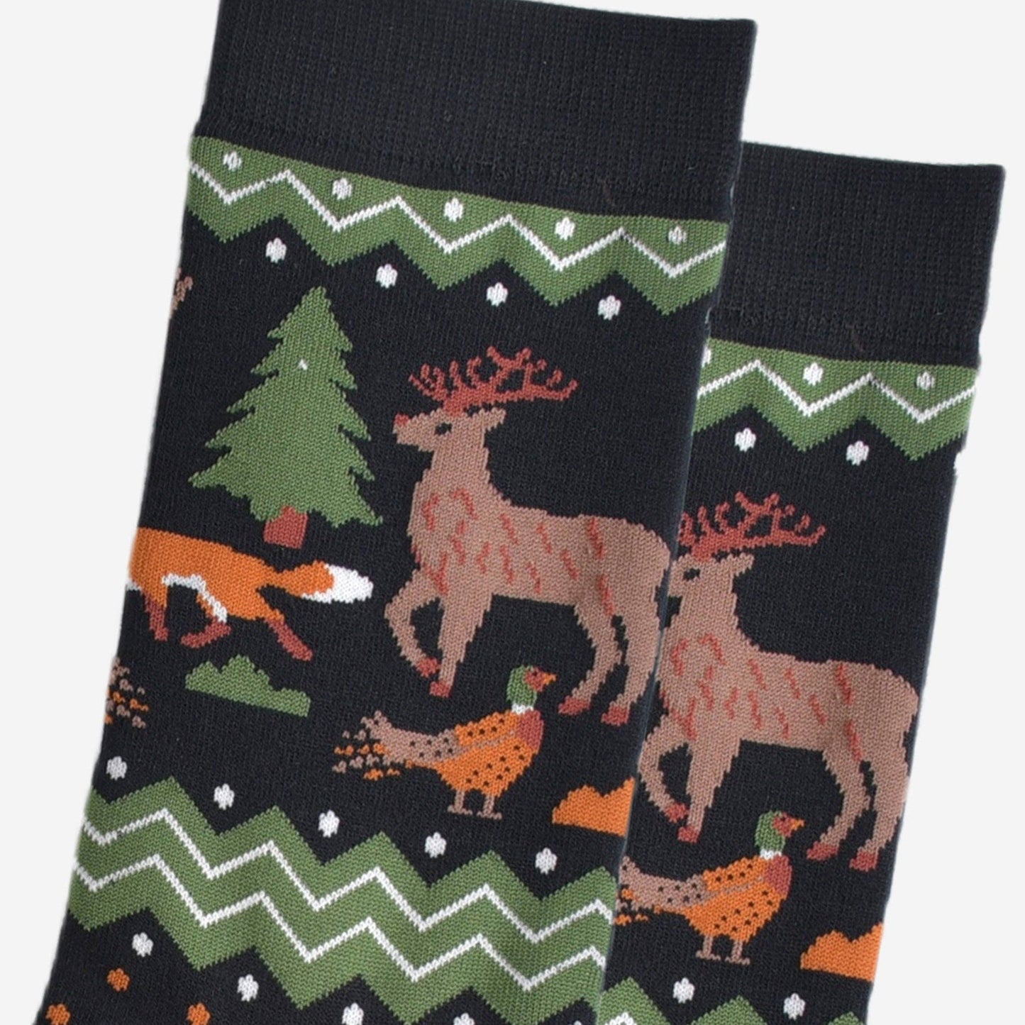 Winter Woodland Animals Men's Bamboo Socks