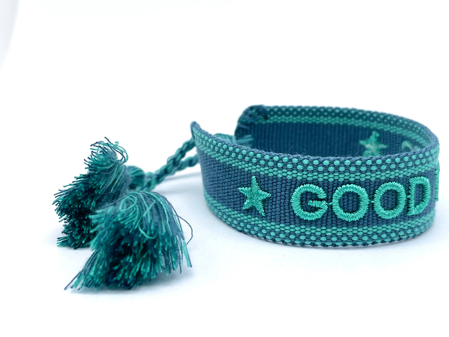 GOOD VIBES statement bracelet woven, embroidered