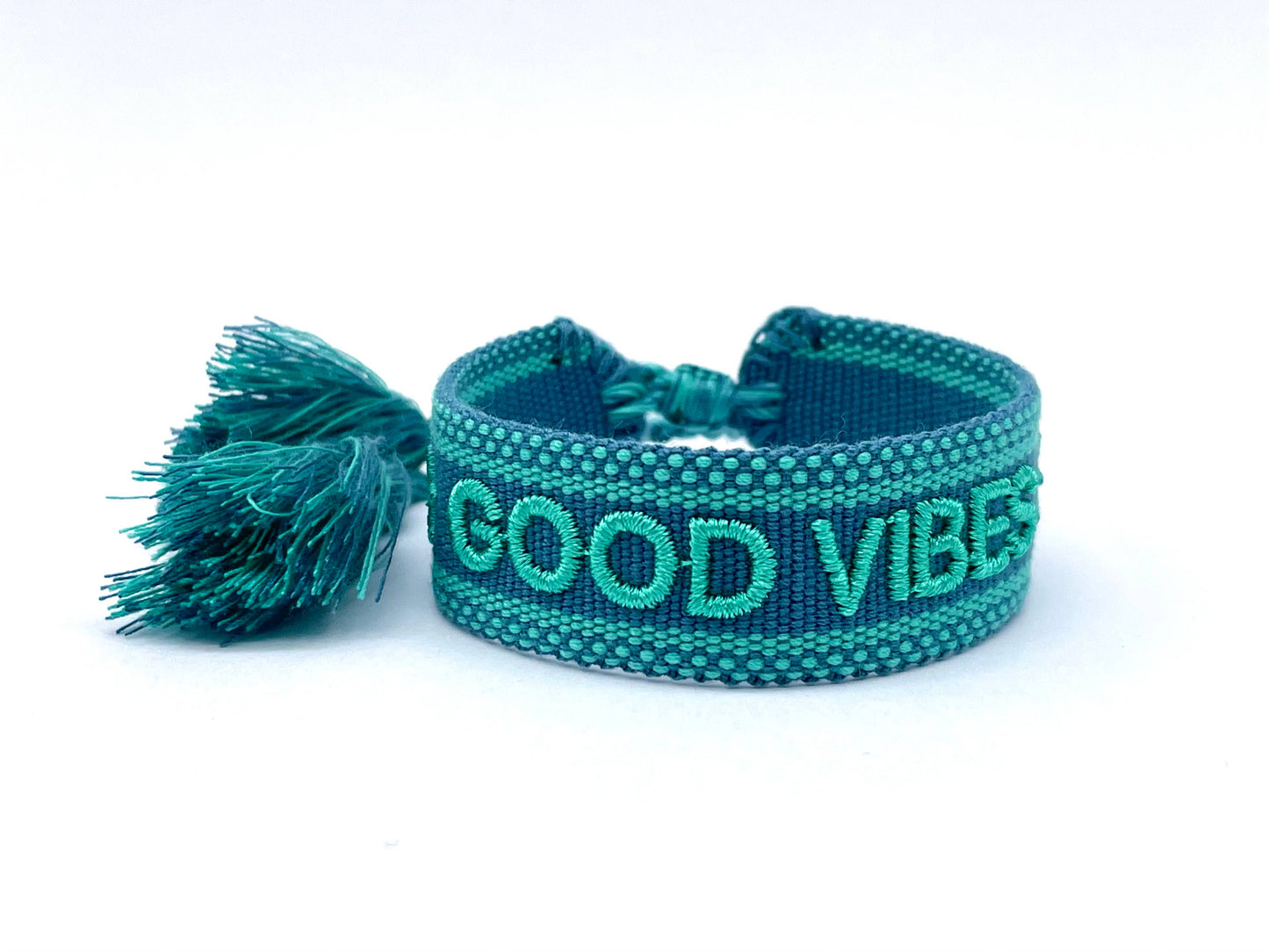 GOOD VIBES statement bracelet woven, embroidered