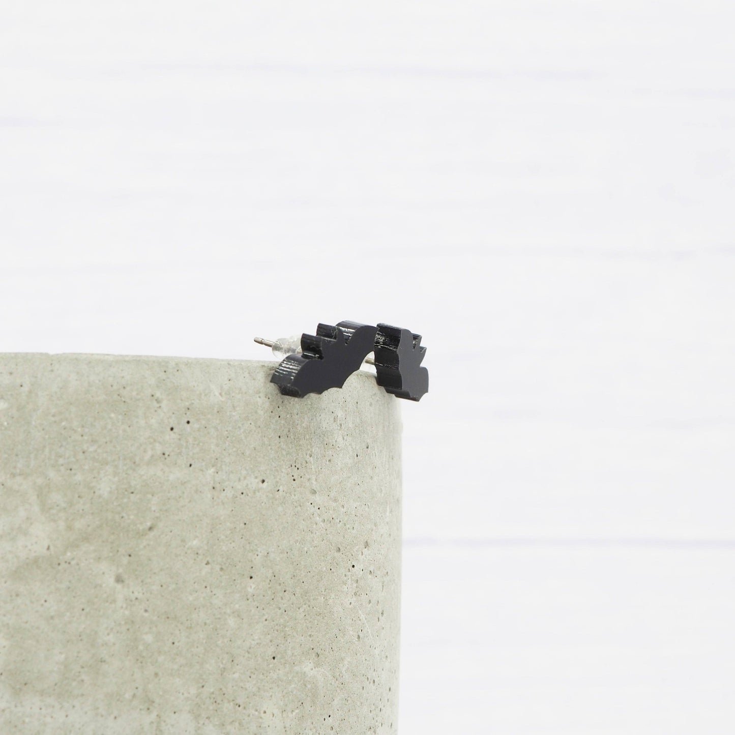 Tiny Black Bat Halloween Stud Earrings