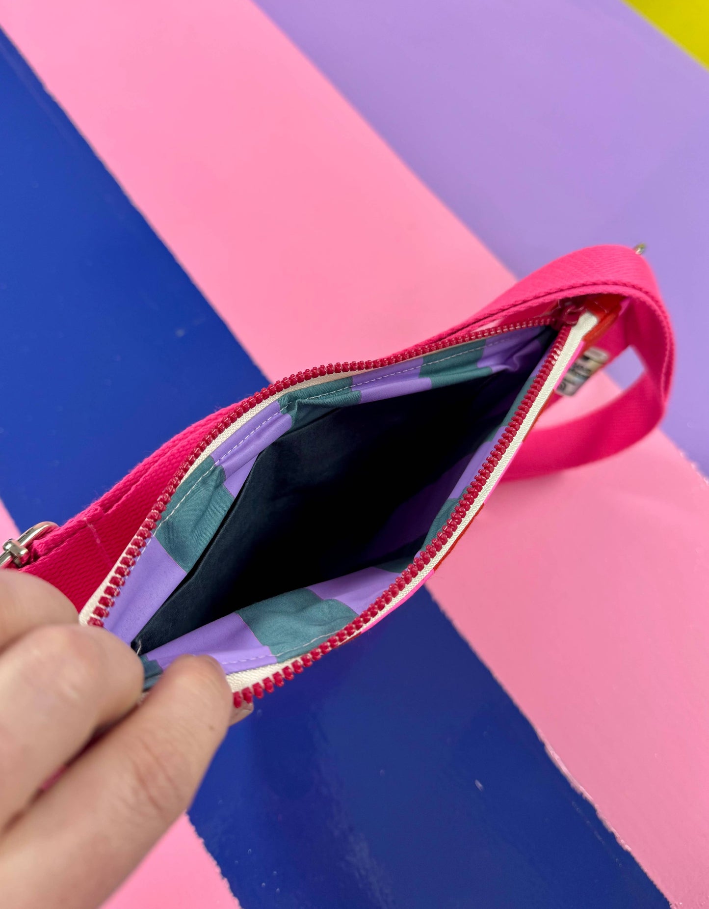 Pink and Red Stripes Crossbody bag