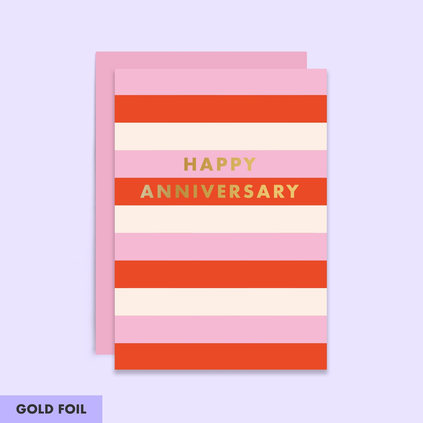 Happy Anniversary Striped Card | Gold Foil