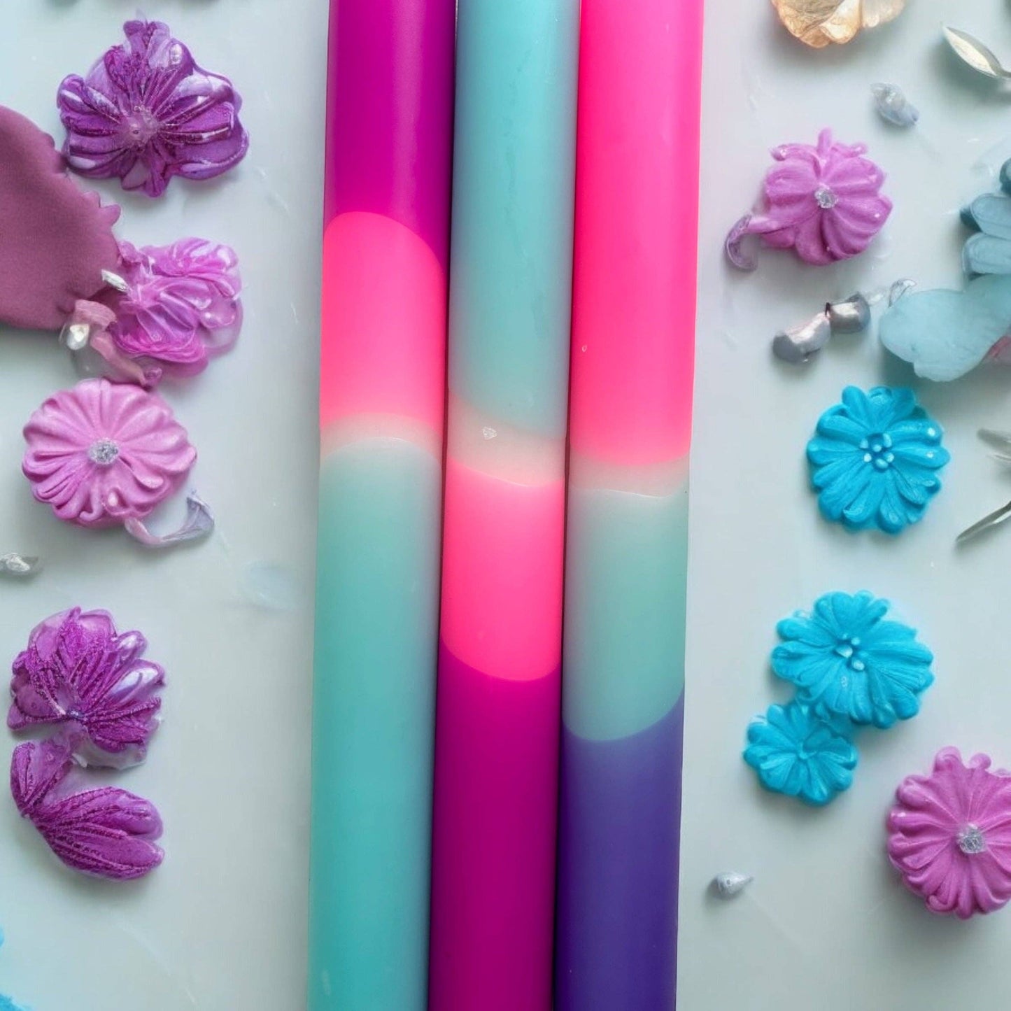 Jewel Tides Dip Dye Dinner Candle Trio