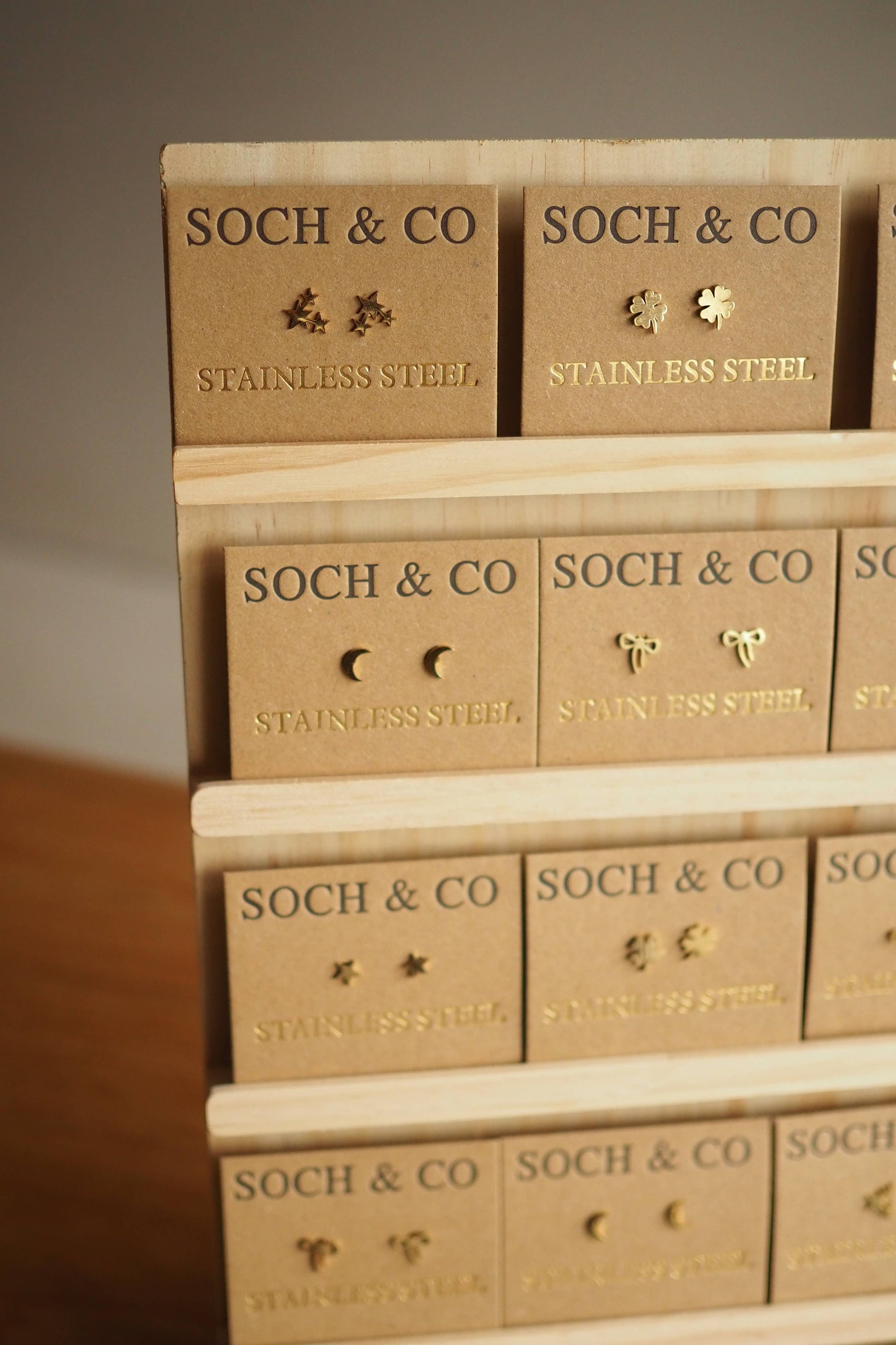 Gold stud earrings - various designs
