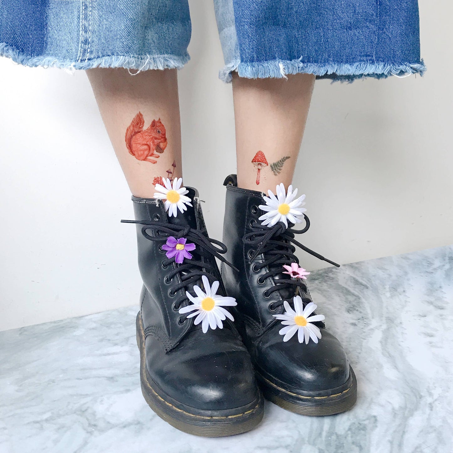 Squirrel & Mushrooms Temporary Tattoos Stickers