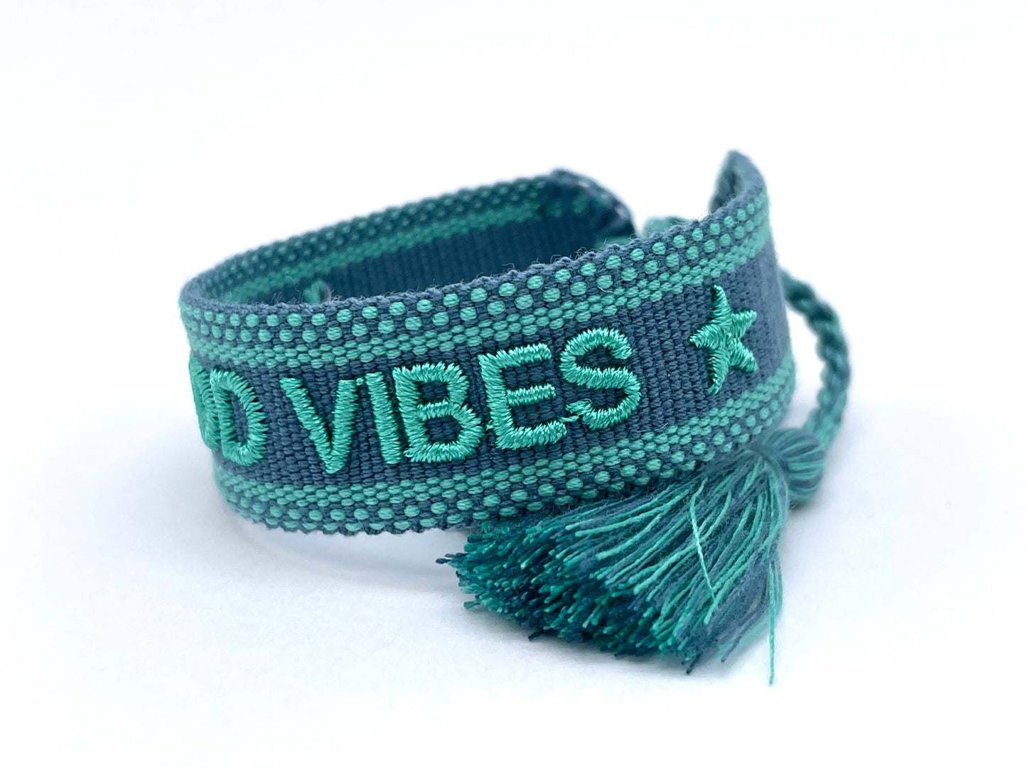 GOOD VIBES statement bracelet woven, embroidered