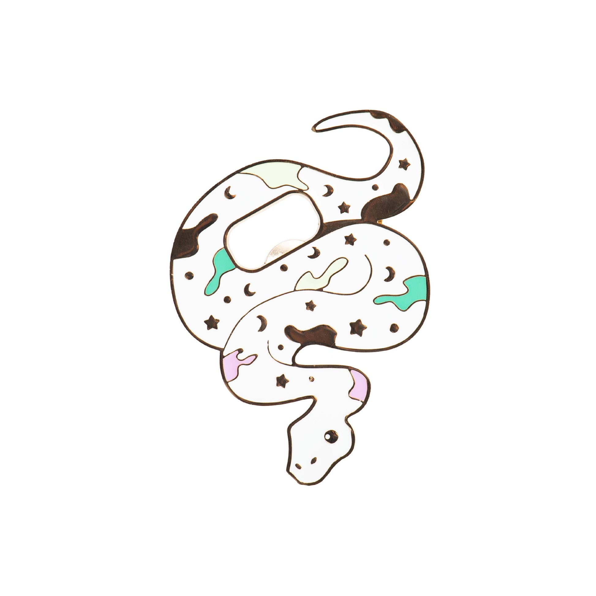 Stylised metal snake that works as a bottle opener